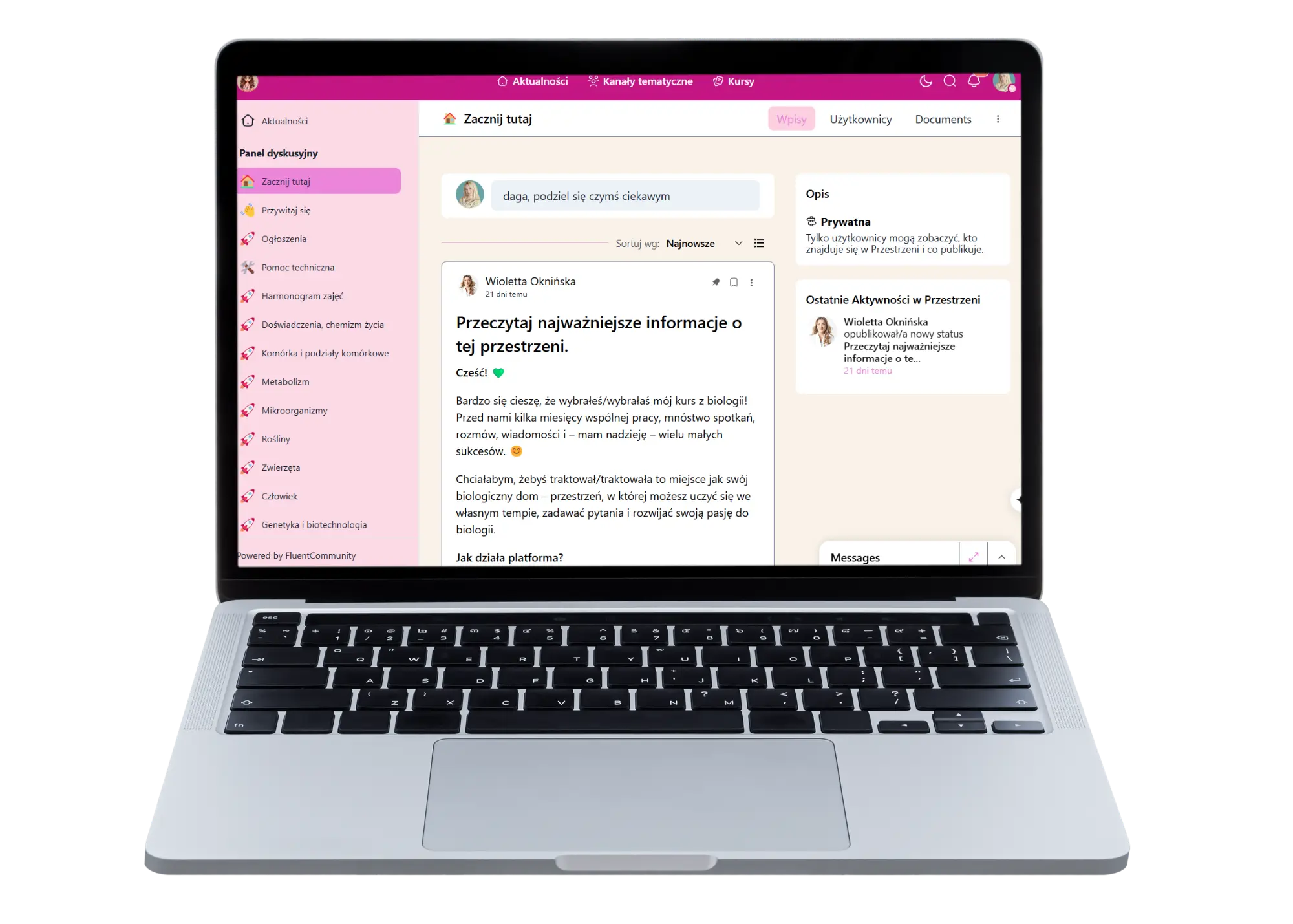 platforma kursowo spolecznosciowa fluentcommunity anatomiabiologii